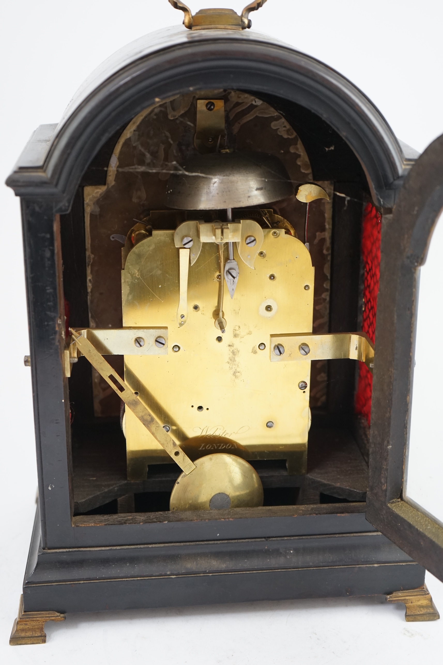 Webster of London. A George III ebonised eight day bracket clock